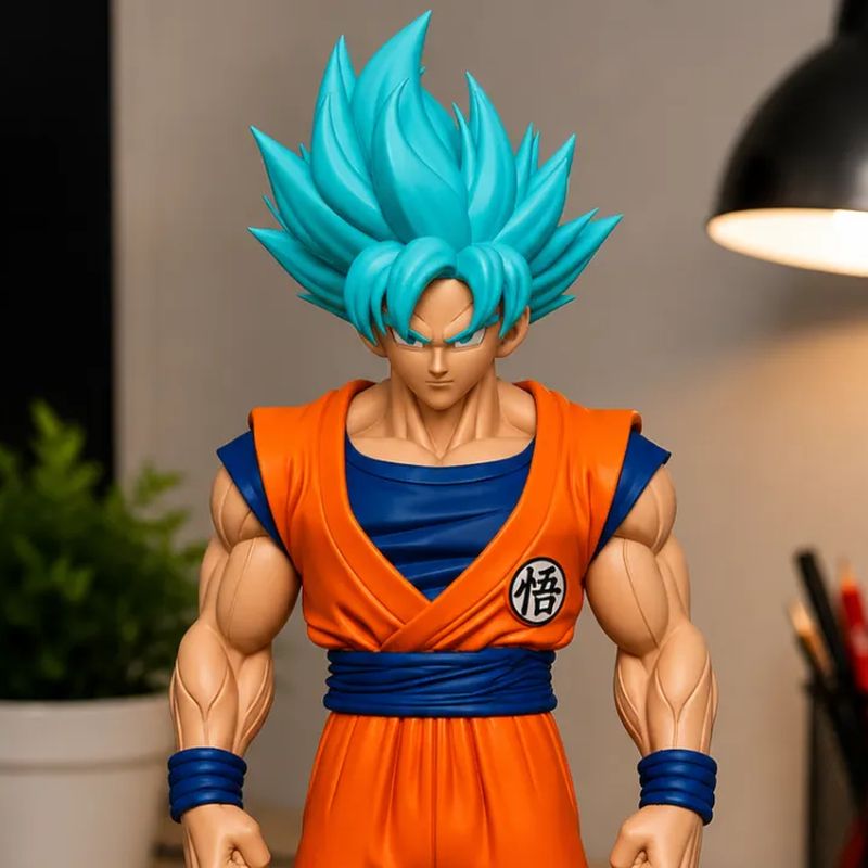 Estátua Guerreiro Cabelo Azul